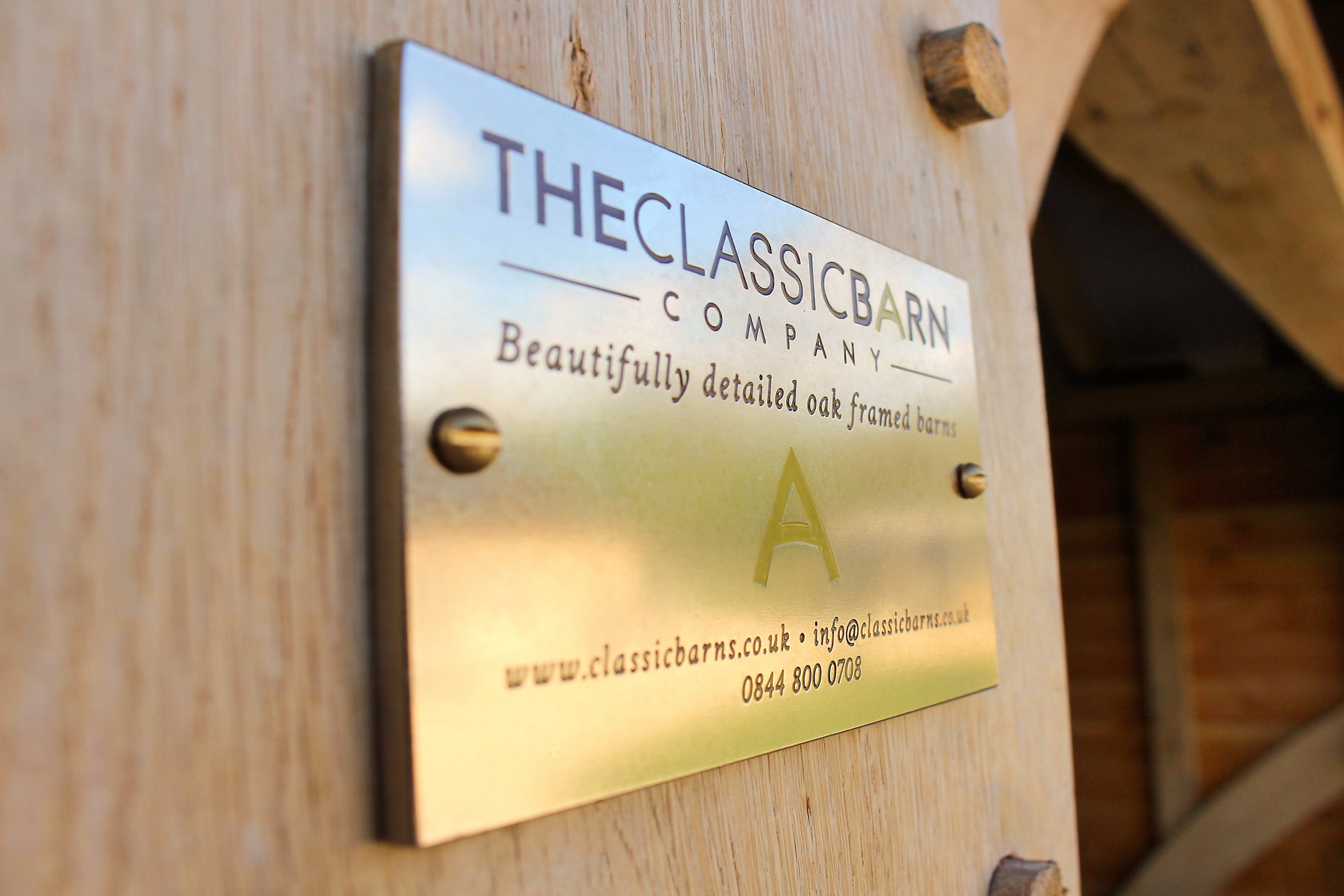 Polished Plaque on Oak Barn